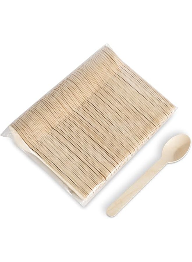 100 pieces of disposable wooden spoons, eco-friendly, suitable for ice cream, tea and fast food - Image 1